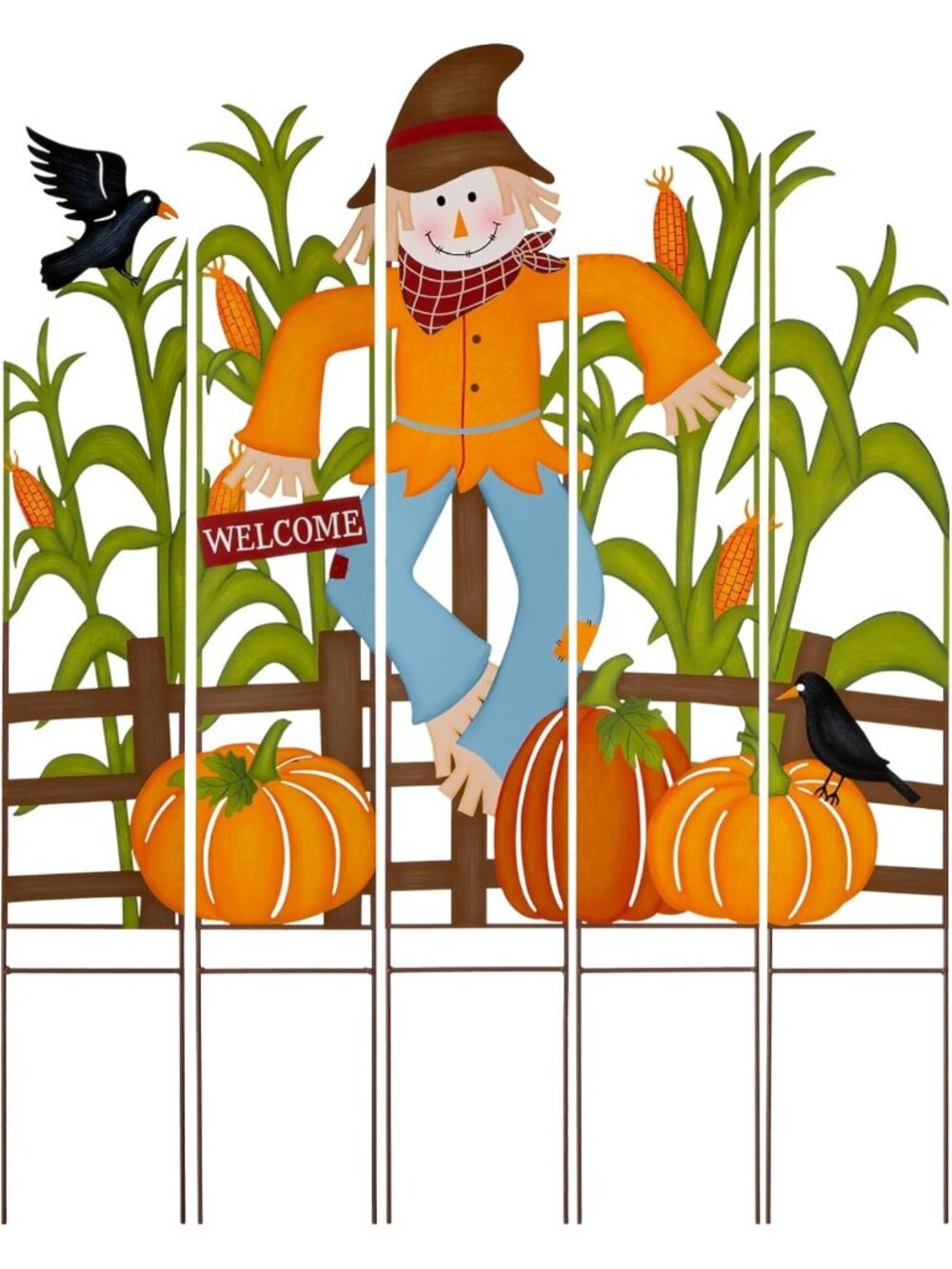Fall Decorative Yard Signs - 41.5"H Metal Scarecrow & Corn Combo for Lawn Decor